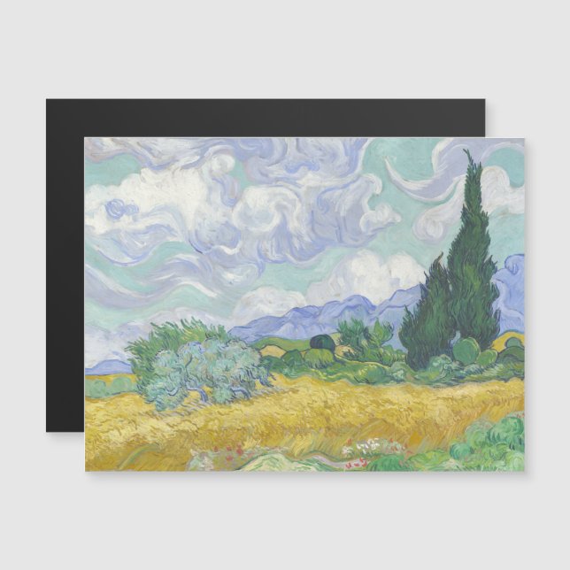 Convite Magnético Vincent Van Gogh, Campo de Trigo com Cipras (Frente/Verso)