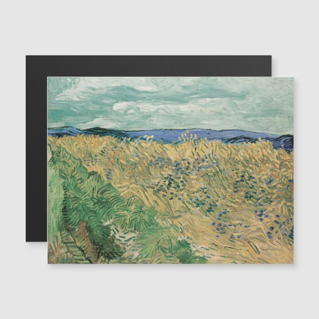 Convite Magnético Vincent Van Gogh, Wheatfield Com Cornflower (Frente/Verso)
