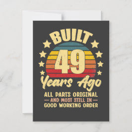 Convite Magnético Vintage 49th Birthday Built 49 Years Ago Funny 