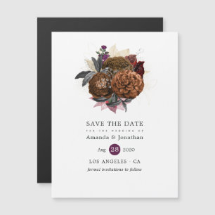 Convite Magnético Vintage Fall Floral Buquê Weding Date (Salvar data