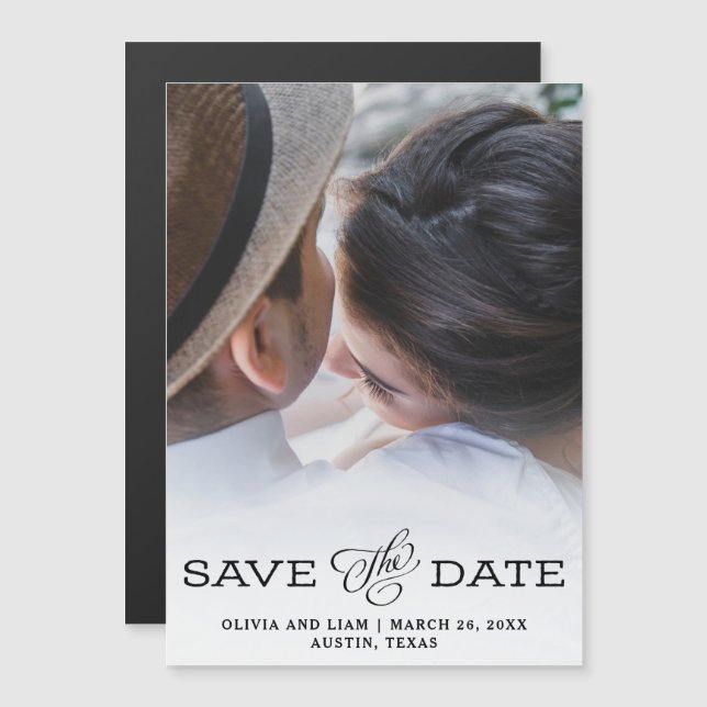 Convite Magnético Vista Simples | Foto: Salvar a data (Frente/Verso)