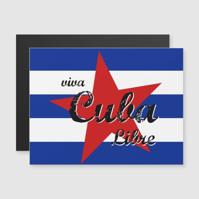 Convite Magnético Viva Cuba Libre, Havana, Fidel Castro, Che Guevara (Frente/Verso)