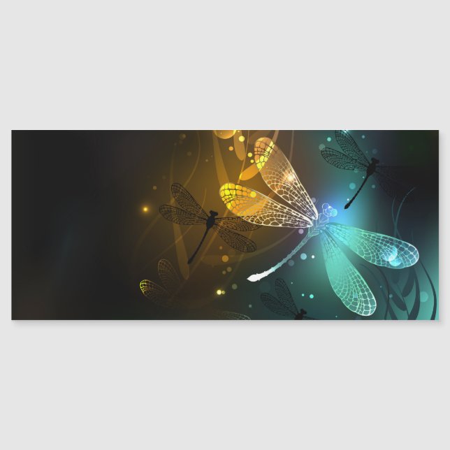 Convite Magnético Voo luminoso verde de libélula (Frente)