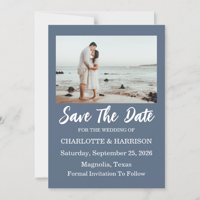 Convite Magnético Watercolor Coastal Seascape Wedding Save The Date  (Frente)