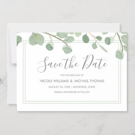 Convite Magnético Watercolor Eucalyptus Salva a Data
