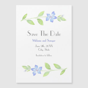 Convite Magnético Watercolor Periwinkle Flower Salva A Data