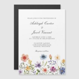 Convite Magnético Watercolor Wildflower Pretty Spring Garden Wedding