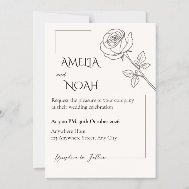 Convite Magnético Wedding Invitation | Elegant Typographic Design (Frente)