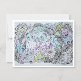 Convite Magnético  Whimsical Winter Forest Magical Creatures