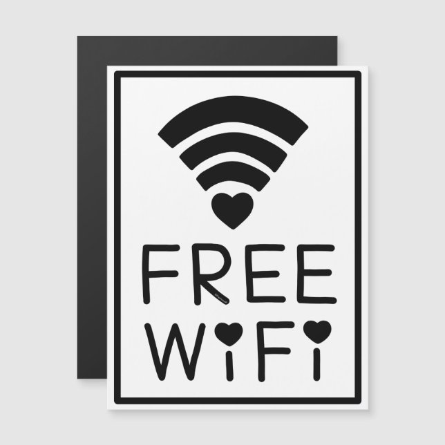 Convite Magnético "WIFI LIVRE" em preto (Frente/Verso)