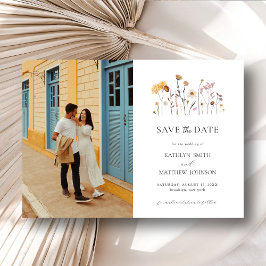 Convite Magnético Wildflower Boho Modern Whimsical Save Date
