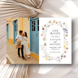 Convite Magnético Wildflower Boho Modern Whimsical Save Date