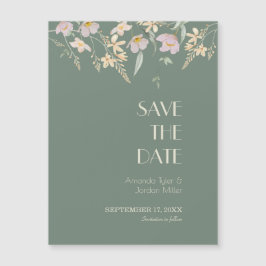 Convite Magnético Wildflower Sage Deco Weding the Date Magnet
