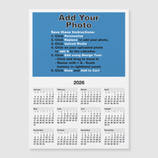 Convite Magnético Your photo on 5x7 Mini Calendar Magnet Template