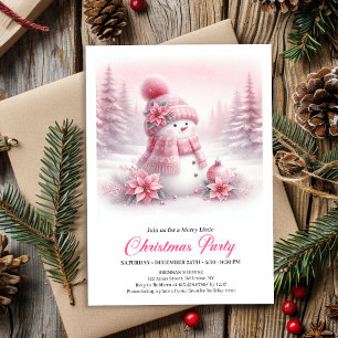 Convite Magnífico Boneco de Neve Rosa Snowy Coquette Editá