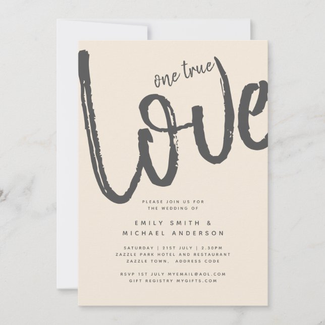 Convite Magnolia Cream Modern Wedn Typografia (Frente)