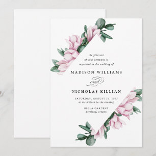 Convite Magnolia e Eucalipto Casamento de quadro floral
