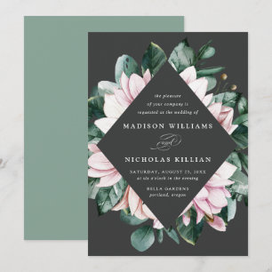 Convite Magnólia & Eucalipto   Casamento de Moldura Floral