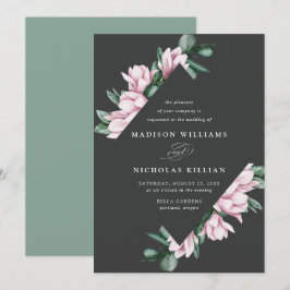 Convite Magnólia & Eucalipto | Quadro Floral de Casamento