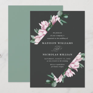 Convite Magnólia & Eucalipto Quadro Floral de Casamento
