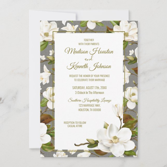 Convite Magnolia Floral Wedding (Frente)