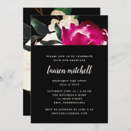 Convite Magnólia pintada no partido do formando do preto |