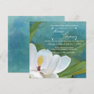 Convite Magnolia Romântica Moderna e Elegante Tipografia 