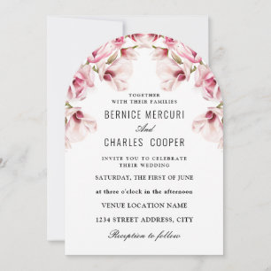 Convite Magnólia Rosa Floral Elegante