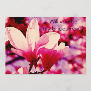 Convite Magnólia roxa e cor-de-rosa vibrante