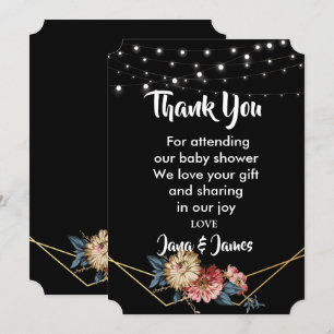 Convite Magnolia Rústica Floral Luzes de Corda obrigado v