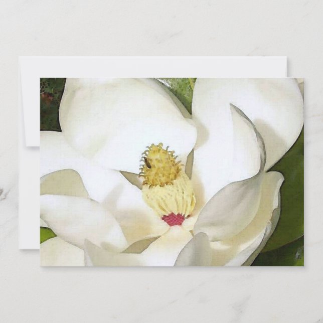 Convite Magnolia White Invitation - Floral Art Invites (Frente)