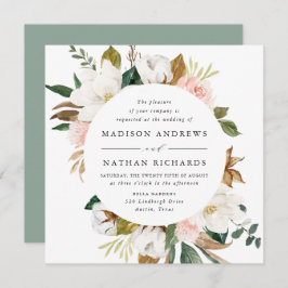 Convite Magnolias de Aquarela | Casamento Floral