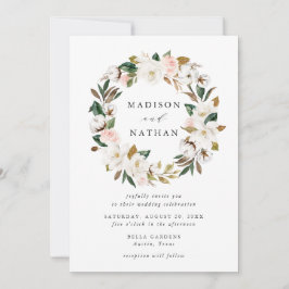 Convite Magnolias de Aquarela | Floral Wreath Wedding