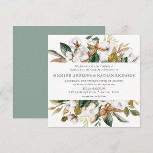 Convite Magnólias em Aquarela Casamento Floral