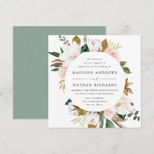 Convite Magnólias em Aquarela   Casamento Floral