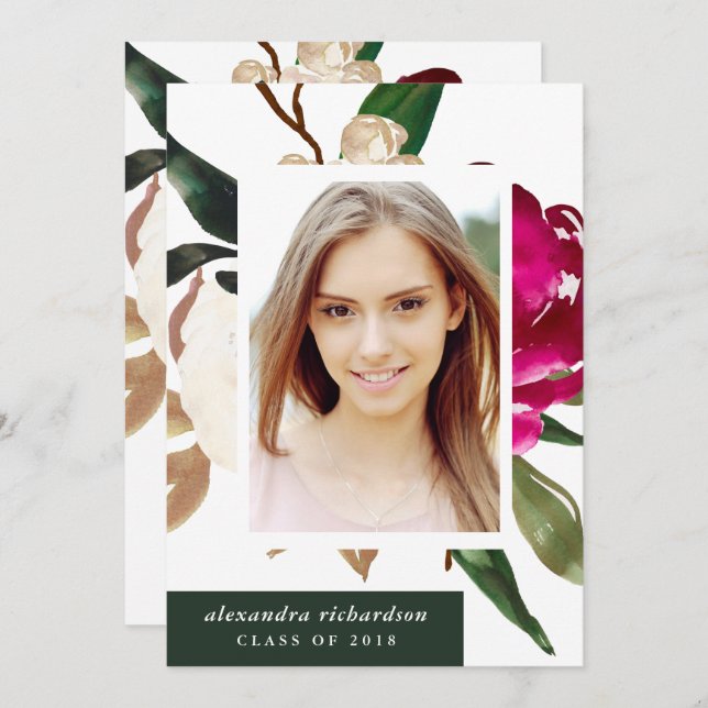 Convite Magolia Pintada | Festa de formatura de fotos (Frente/Verso)