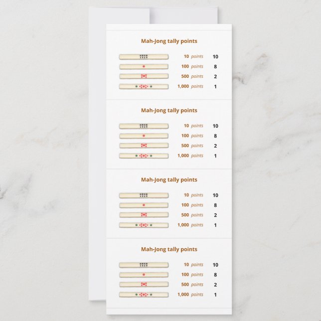 Convite Mah-Jong tally aponta card - 2 (Frente)