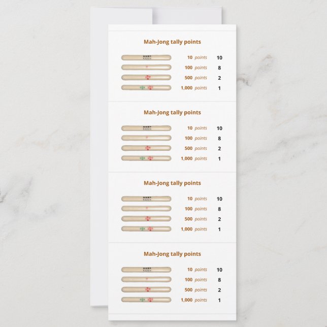 Convite Mah-Jong tally aponta card - 3 (Frente)