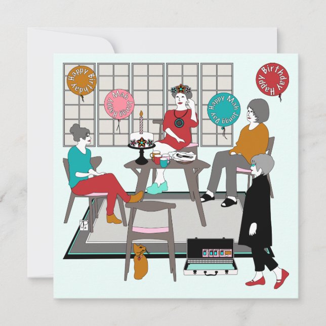 Convite Mah Jongg Cat Birthday (Frente)