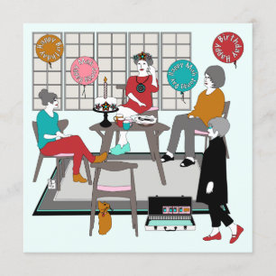 Convite Mah Jongg Cat Birthday