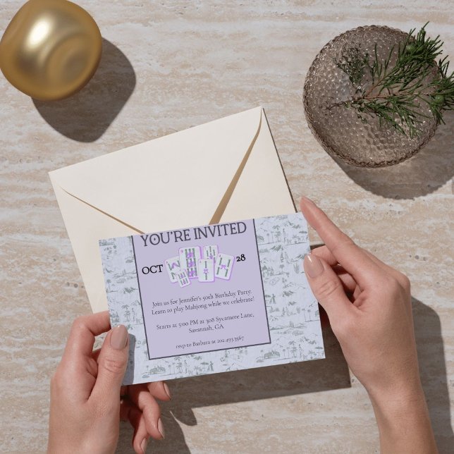 Convite Mahjong com Azulejos e Toile (Criador carregado)