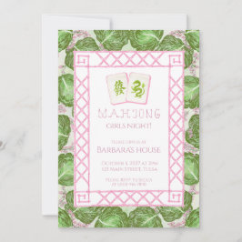Convite Mahjong Party Invitation, Cabbage and Pink