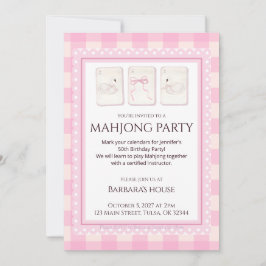 Convite Mahjong Party Invitation, grandmillennial swans
