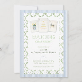 Convite Mahjong Party Invitation, Preppy Champagne 