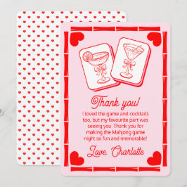 Convite Mahjong Valentine's Cocktail Thank You Card