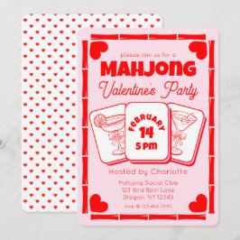 Convite Mahjong Valentine's Pink Party Invitation