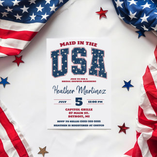 Convite Maid nos EUA, Stars, Stripes Chá de panela
