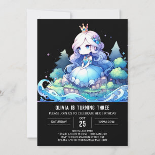 Convite Maiestoso Crianças Princesa Aniversário