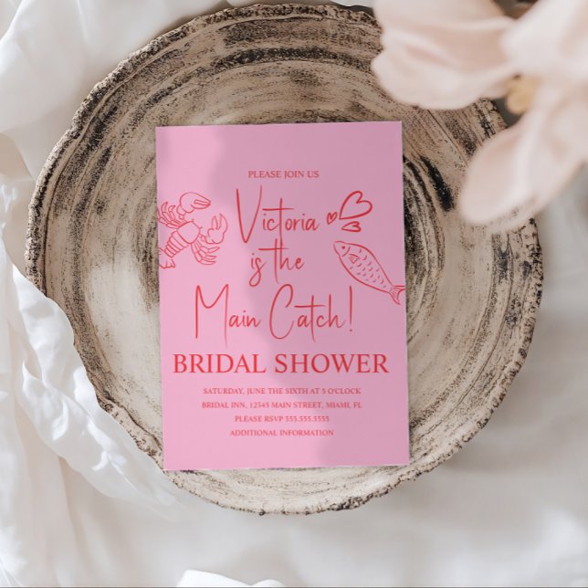 Convite Main Catch Lobster Doodles Bridal Shower (Criador carregado)