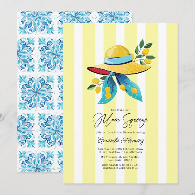 Convite Main Squeeze Amalfi Coast Bridal Shower (Frente/Verso)